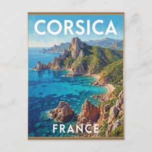Postal Paisaje costero accidentado de la isla de Córcega 