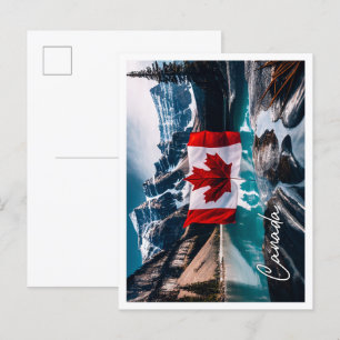Postal Paisaje cultural de Canadá con bandera