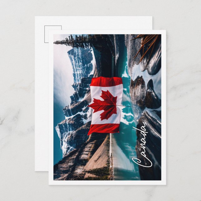 Postal Paisaje cultural de Canadá con bandera (Anverso / Reverso)