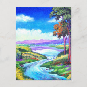 Postal Paisaje de arte de pintura de ríos - Múltiples