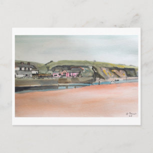 Postal Paisaje de Bude Cornwall – Arte costero en acuarel