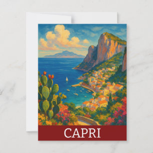 Postal Paisaje de Capri de Viaje Retro Italia