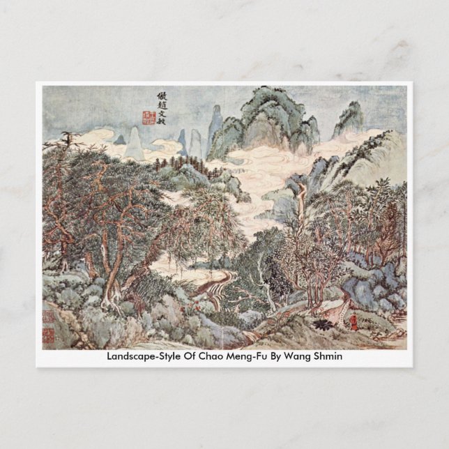 Postal Paisaje De Chao Meng-Fu Por Wang Sh � min (Anverso)