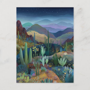Postal Paisaje de desierto de fantasía en estilo acuarela