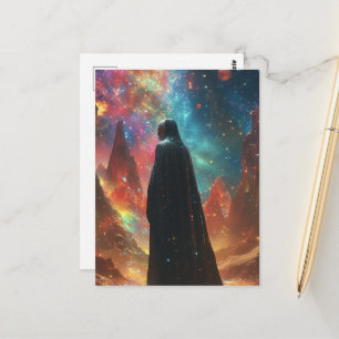 Postal paisaje de fantasía surrealista y persona