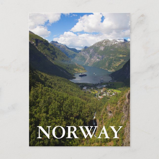 Postal Paisaje de Geiranger Fjord, Noruega (Anverso)