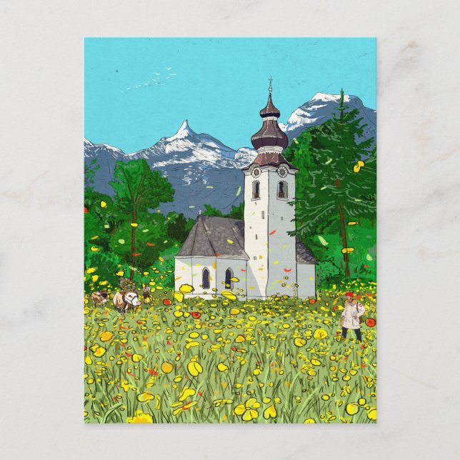 Postal Paisaje de Innsbruck Austria Arte caprichoso (Anverso)