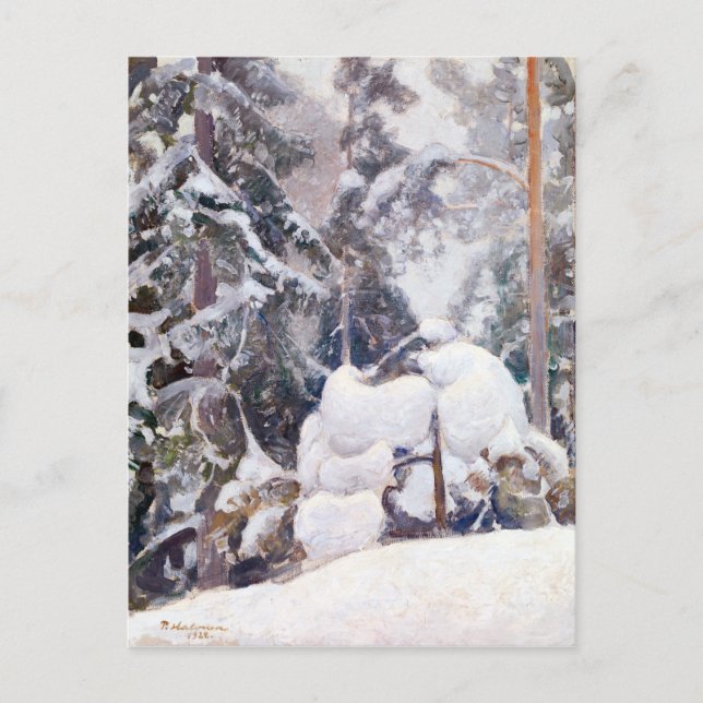 Postal Paisaje de invierno de Pekka Halonen (Anverso)
