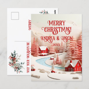 Postal Paisaje de invierno escandinavo en 3D