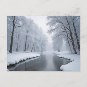 Postal Paisaje de invierno sereno con árboles cubiertos d