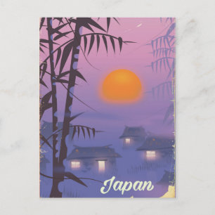 Postal paisaje de Japón puesta de sol