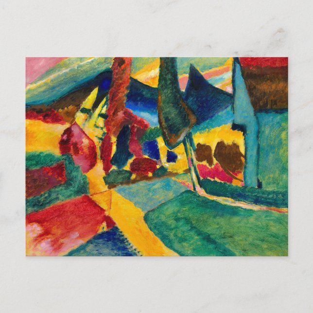 Postal Paisaje de Kandinsky con dos álamos (Anverso)
