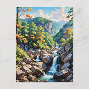Postal Paisaje de la cascada de Serene Mountain