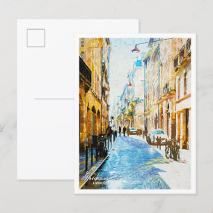 Postal Paisaje de la ciudad de Bordeaux France Oil Paint