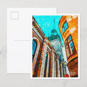 Postal Paisaje de la ciudad de pintura al petróleo de Sue