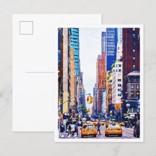 Postal Paisaje de la ciudad de pintura petrolera de Nueva