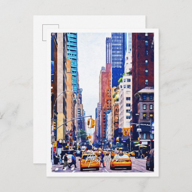 Postal Paisaje de la ciudad de pintura petrolera de Nueva (Anverso / Reverso)