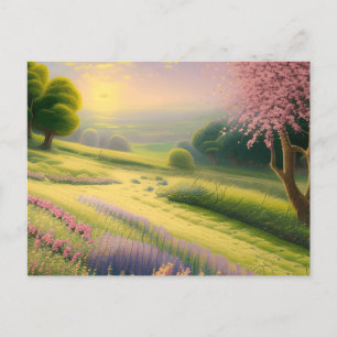 Postal Paisaje de la escena del jardín de primavera