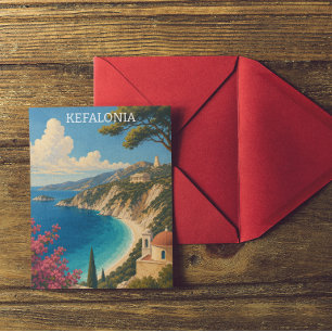 Postal Paisaje de la isla griega de Kefalonia vintage
