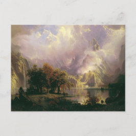 Postal Paisaje de la montaña rocosa de Albert Bierstadt,