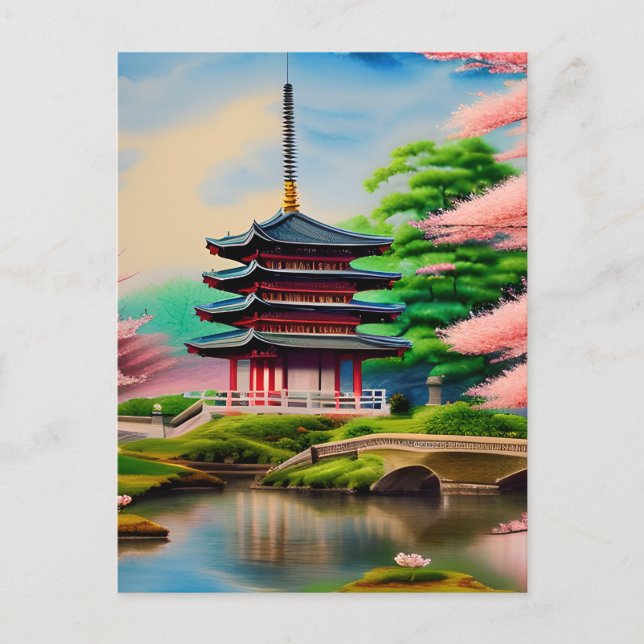 Postal Paisaje de la Pagoda (Anverso)