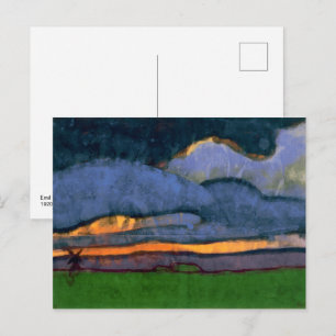Postal Paisaje de marisma con un molino Emil Nolde