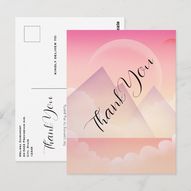 Postal Paisaje de Montaña Pastel Soñador Agradecimiento (Anverso / Reverso)