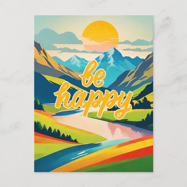 Postal Paisaje de montaña Retro (Anverso)