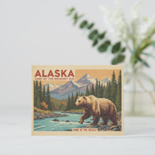 Postal Paisaje de oso grizzly de viaje a Alaska