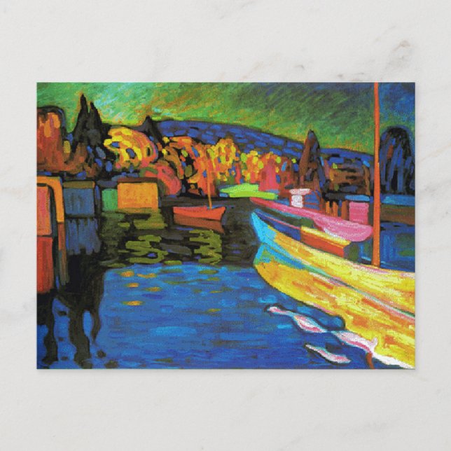 Postal Paisaje De Otoño Con Barcos (Anverso)