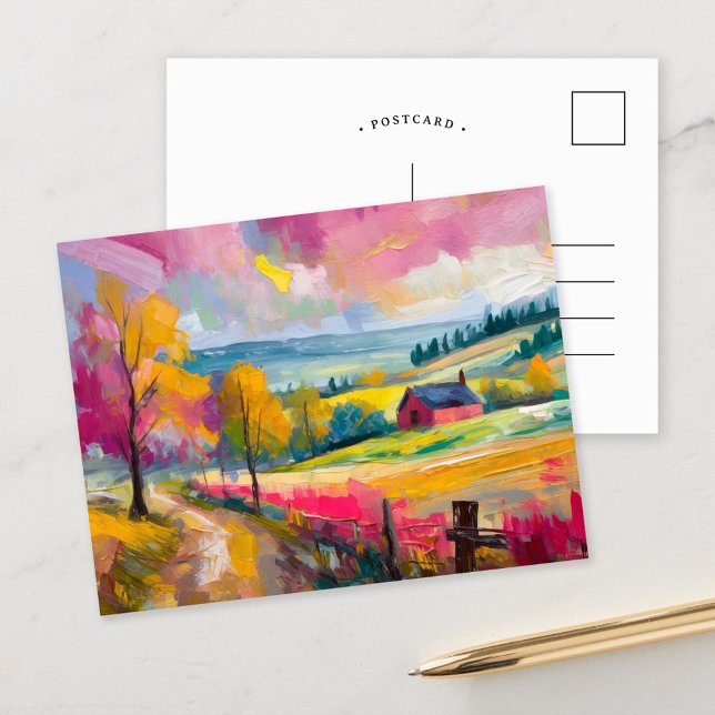 Postal Paisaje de otoño rural Arte abstracto moderno (Subido por el creador)