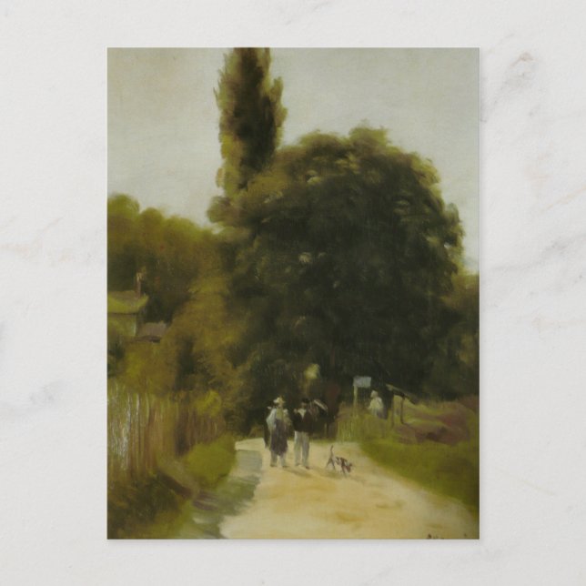 Postal Paisaje de Pierre Auguste Renoir con dos figuras (Anverso)