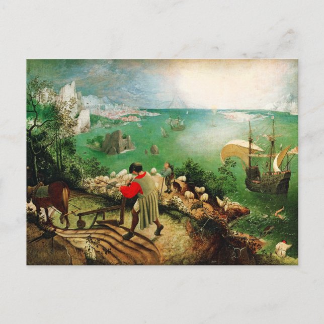 Postal Paisaje de Pieter Bruegel con la caída de Icarus (Anverso)