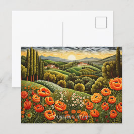 Postal Paisaje de primavera toscana pintura italiana arte