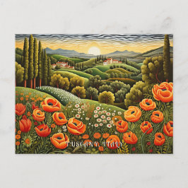 Postal Paisaje de primavera toscana pintura italiana arte