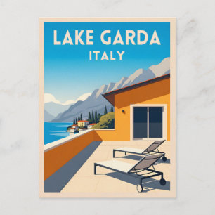 Postal Paisaje de Retro Vintage Lake Garda Italia