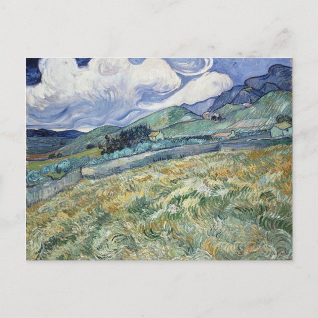 Postal Paisaje de Saint-Remy por Vincent Van Gogh (Anverso)