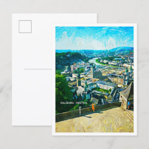 Postal Paisaje de Salzburgo Austria Oil Paint City