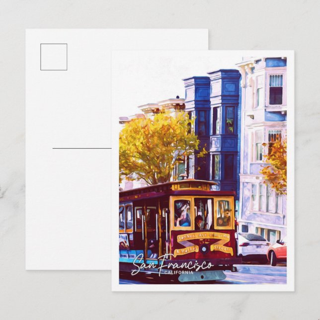Postal Paisaje de San Francisco California Oil Paint City (Anverso / Reverso)