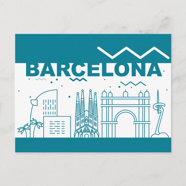 Postal Paisaje de Skyline City | Barcelona, España (Anverso)