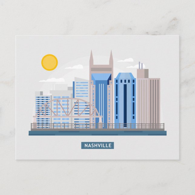 Postal Paisaje de Skyline City | Nashville, Tennessee (Anverso)