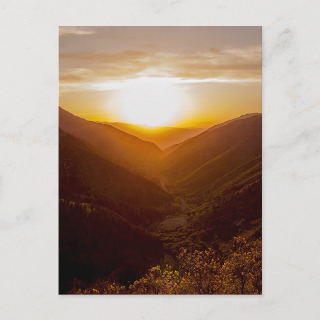 Postal Paisaje de Sunset Over Mountains (Anverso)