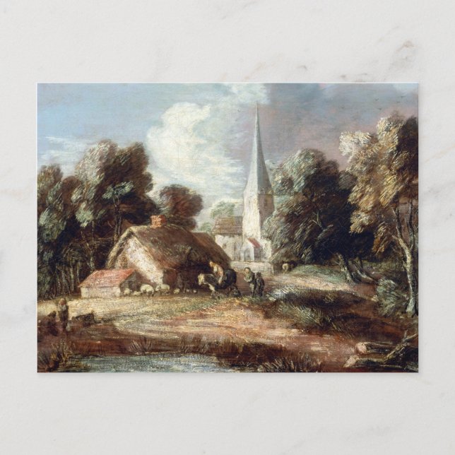 Postal Paisaje de Thomas Gainsborough con cabaña (Anverso)