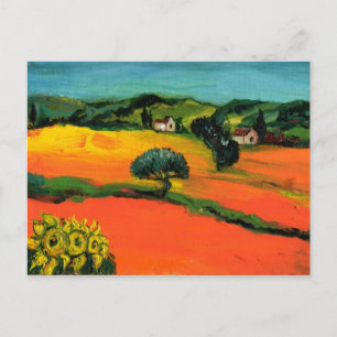 POSTAL PAISAJE DE TOSCANA CON GIRASOLES