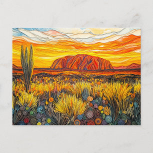 Postal Paisaje de Uluru en estilo quilling