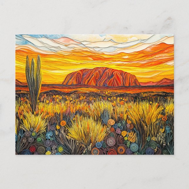 Postal Paisaje de Uluru en estilo quilling (Anverso)