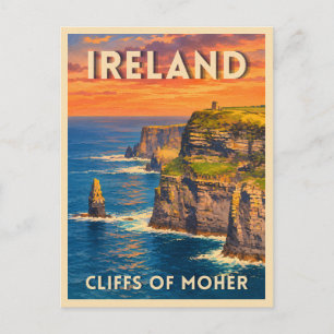 Postal Paisaje de Viajes Clásicos Acantilados de Moher Ir