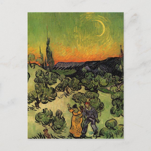 Postal Paisaje de Vincent Van Gogh Moonlit (Anverso)
