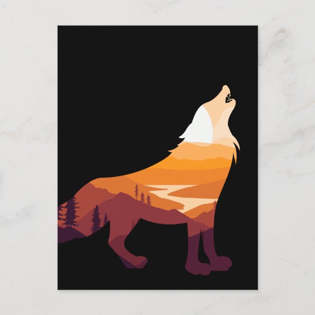 Postal Paisaje de Volf Retro Howling Wilderness Sunset (Anverso)
