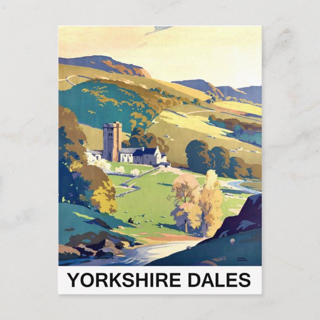 Postal Paisaje de Yourkshire Dales, viaje vintage (Anverso)
